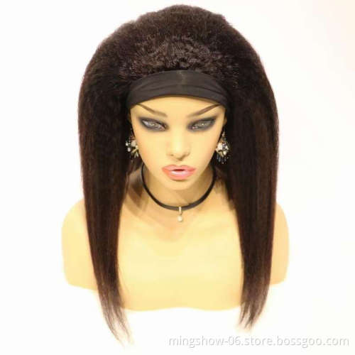 Wholesale 100% Brazilian human hair straight long headband wigs